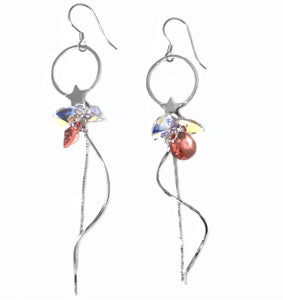 Silver Hoop & Star Earrings With Swarovski & Zircon Stones