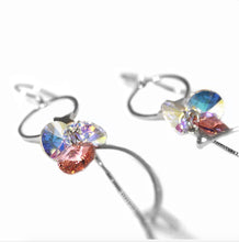Load image into Gallery viewer, Silver Hoop &amp; Star Earrings With Swarovski &amp; Zircon Stones