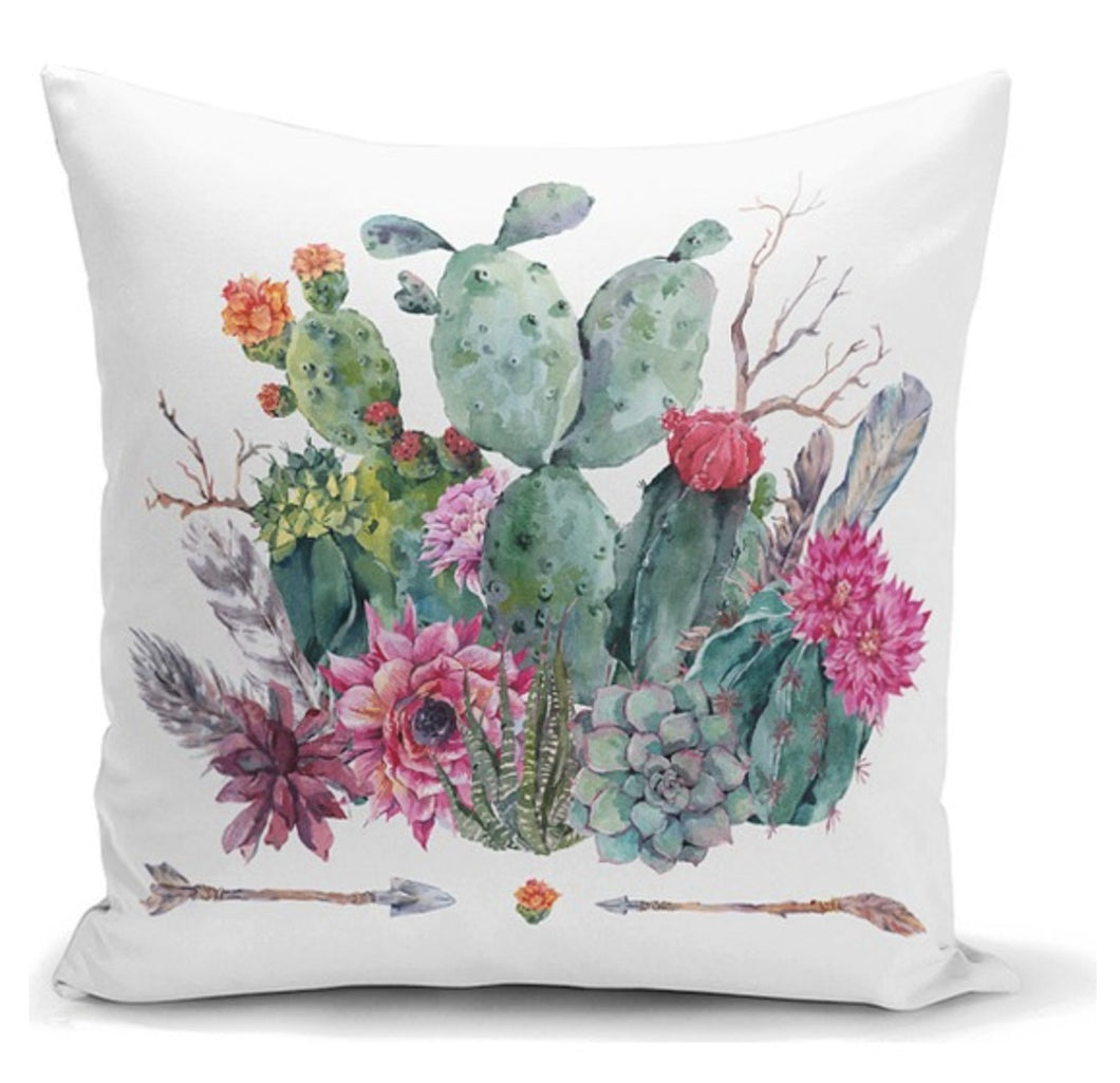 Cactus Flower Cushion Cover - 43X43cm Home Sofa Bedding Decor