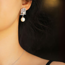 Load image into Gallery viewer, Silver Pearl Statement Earrings