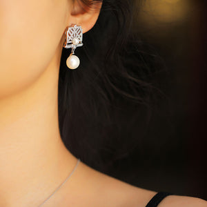 Silver Pearl Statement Earrings