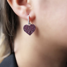 Load image into Gallery viewer, Fuchsia Heart Silver Earrings