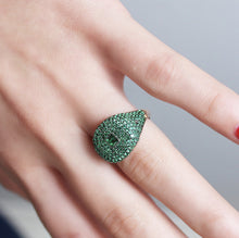 Load image into Gallery viewer, Green Zircon Stone Silver Ring