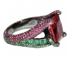 Load image into Gallery viewer, Green &amp; Fuchsia Special Cut Stone Ring