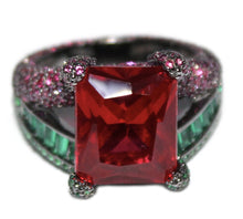 Load image into Gallery viewer, Green &amp; Fuchsia Special Cut Stone Ring