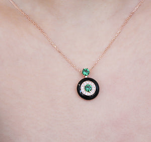 Silver Necklace with Green Zircon Stone