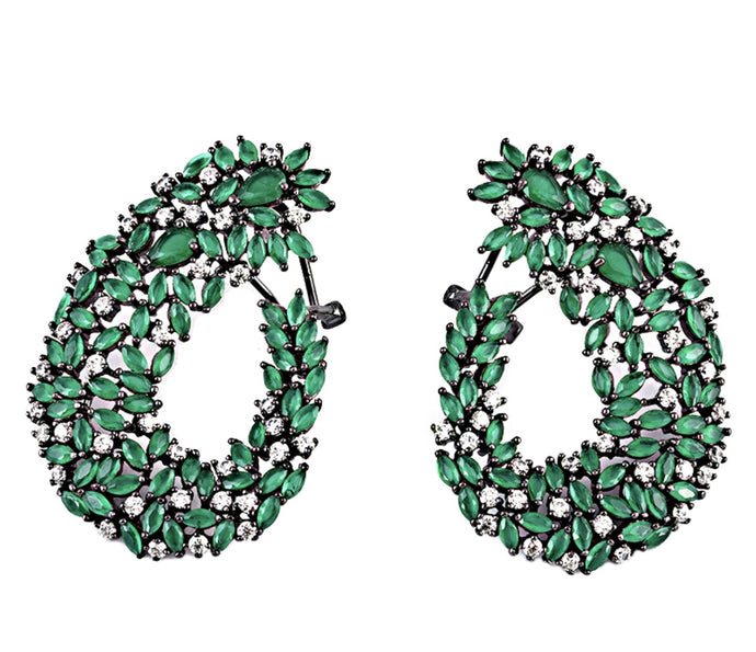Silver Green Zircon Stones Earrings