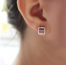 Load image into Gallery viewer, Stylish Square Rainbow Earrings