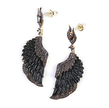 Load image into Gallery viewer, Winged Black Pearl Earrings