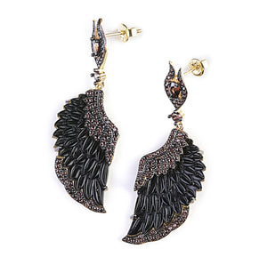 Winged Black Pearl Earrings