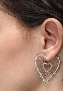 Mono Geometric Heart Earring With Spikes