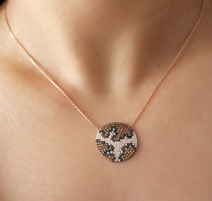 Zircon Stone Round Pendant Rose Gold Plated Necklace