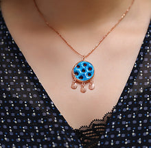Load image into Gallery viewer, Handcrafted Blue Necklace With Suryani Protection Symbol Of Evil Eye