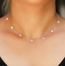 Load image into Gallery viewer, Dainty Necklace With Blue &amp; White Zirconia