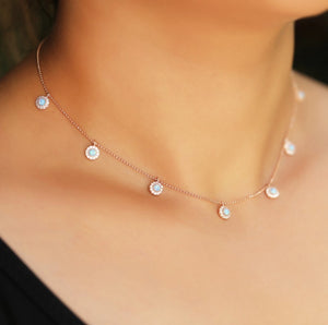 Dainty Necklace With Blue & White Zirconia