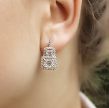 Load image into Gallery viewer, Sterling Silver Earrings With Baguette Stone