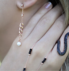 Rose Gold Plating Pearl Dangle Earrings