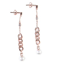 Load image into Gallery viewer, Rose Gold Plating Pearl Dangle Earrings