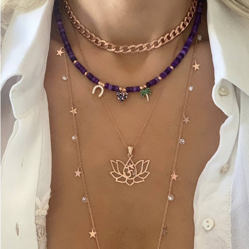 Rose Gold Multi  Star  Diamante Layering Necklace