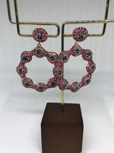 The Pink Silver Daisy Earrings
