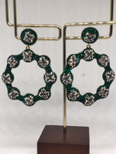 Load image into Gallery viewer, The Green Silver Daisy Earrings