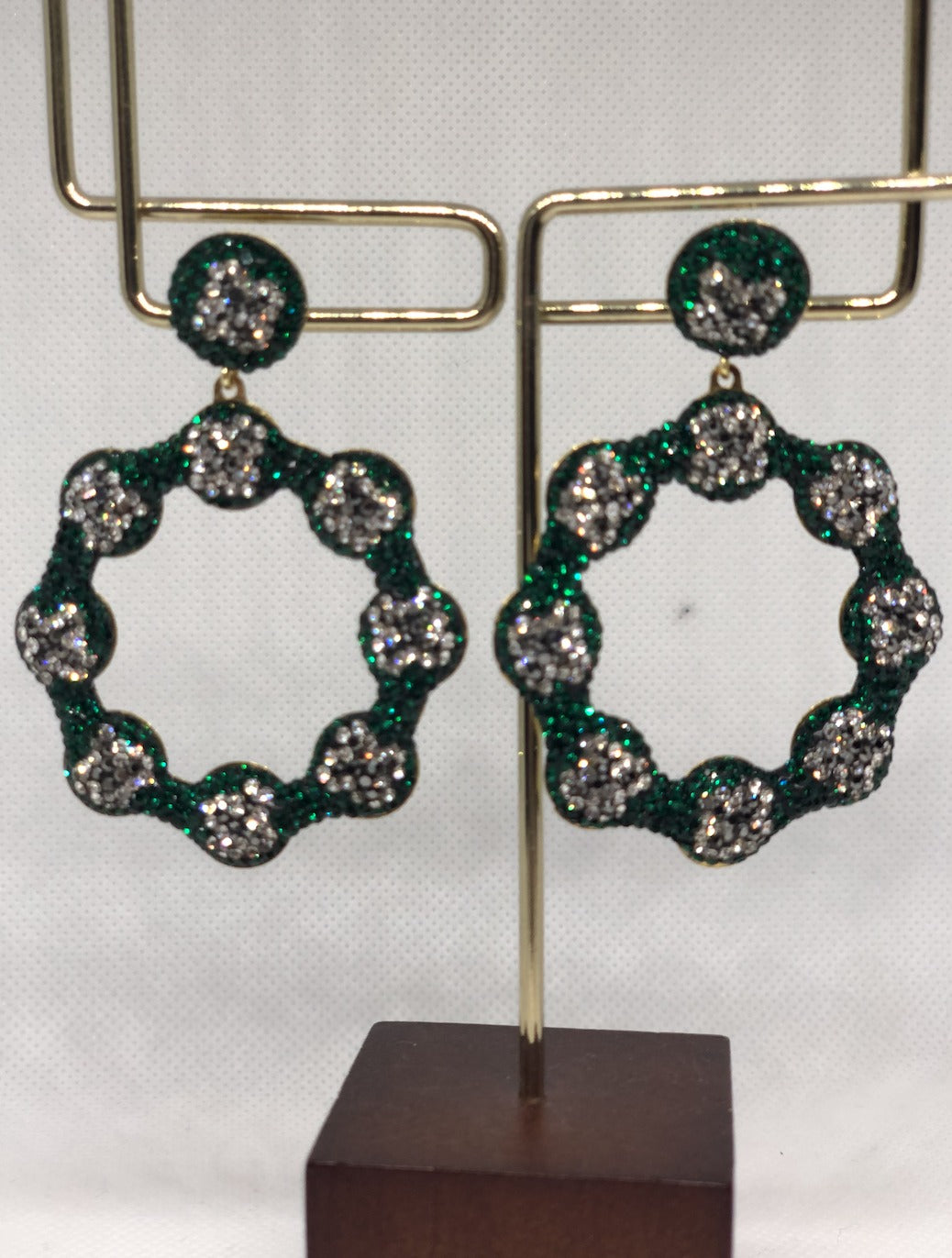 The Green Silver Daisy Earrings