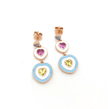 Load image into Gallery viewer, Heart Earrings With Colourful Stones