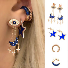 Load image into Gallery viewer, Cuff Earrings With Blue Stones