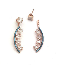 Load image into Gallery viewer, Statement Earrings with Baguette &amp; Turquoise Stones