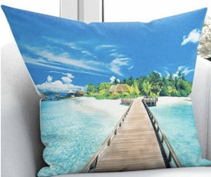 Beach View Cushion Cover - 17" (45cmX45cm) Pillow Cushion Cover