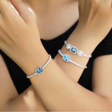 Load image into Gallery viewer, Stylish Baguette Bracelet With Blue Zirconia Stone