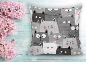 Cat Prınted Cushion Covers - 43X43cm Home Sofa Bedding Decor
