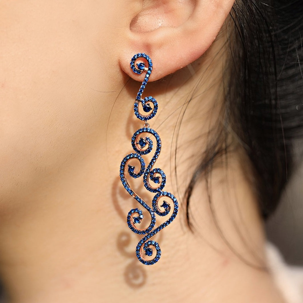 Lace Design Blue Earrings