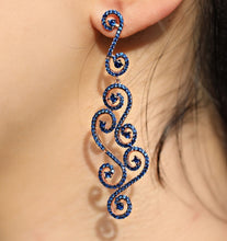 Load image into Gallery viewer, Lace Design Blue Earrings