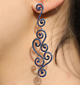 Lace Design Blue Earrings