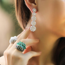 Load image into Gallery viewer, Silver Drop Earrings With Swarovski Zirconia Stones
