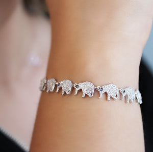 White Zircon Elephant Bracelet