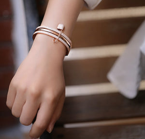 Hooked Bracelet Available in Rose Gold or Rhodium Plated