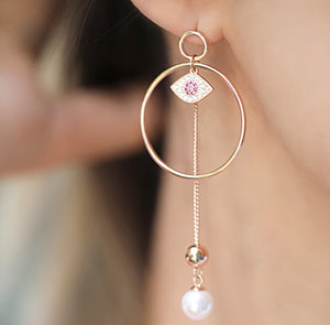 Hoop Earrings with Zircon Stones