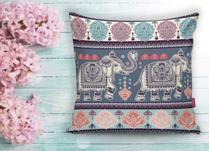 Colorful Elephant Design Cushion Cover - 17" (45cmX45cm) Pillow Cushion Cover