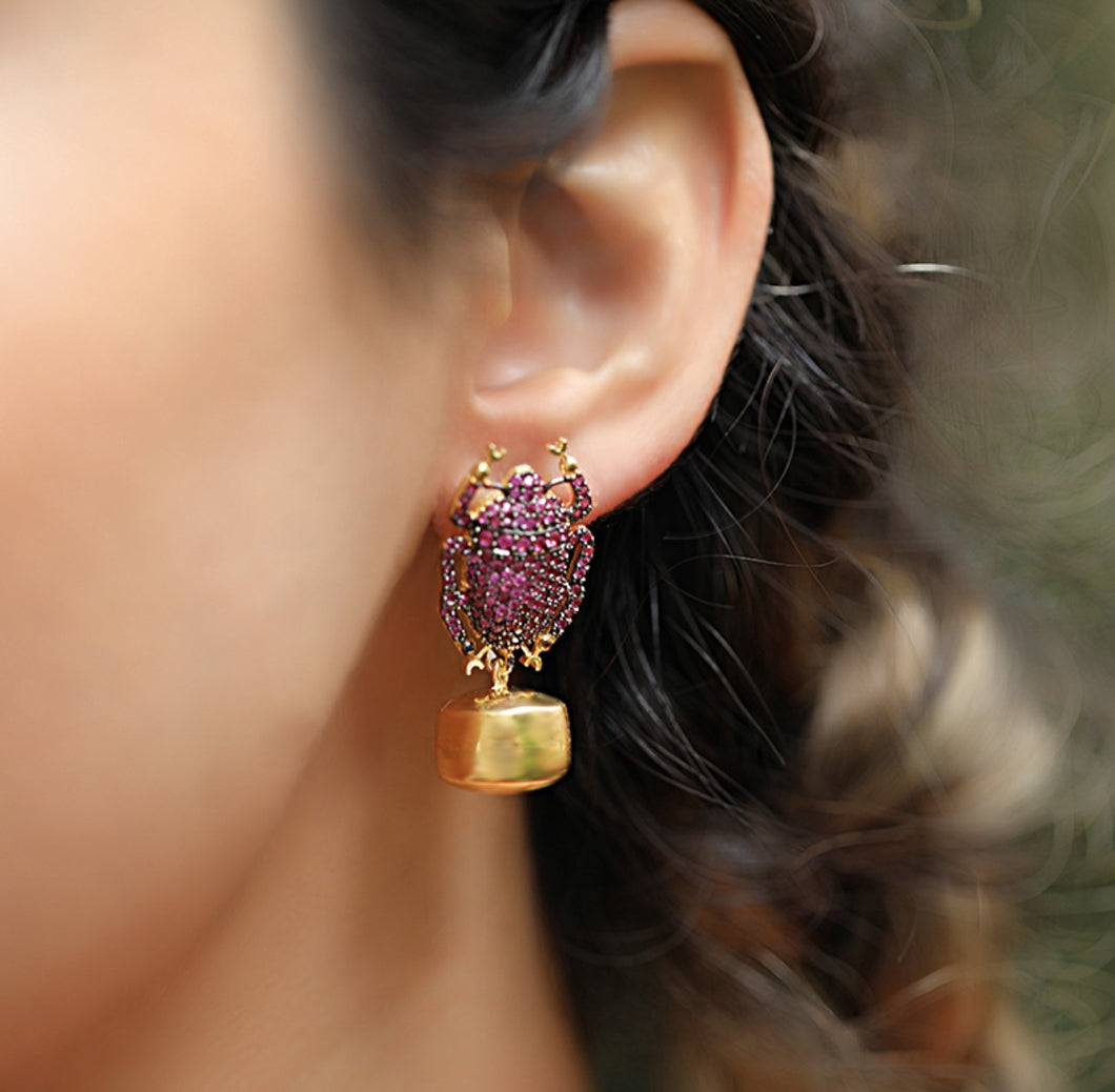 Mini Pink Insect Earrings
