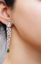 Load image into Gallery viewer, Tiger Earrings With Green Zirconia Stones