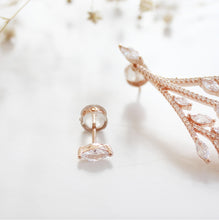 Load image into Gallery viewer, Rose Gold Leaf  Stud Earrings