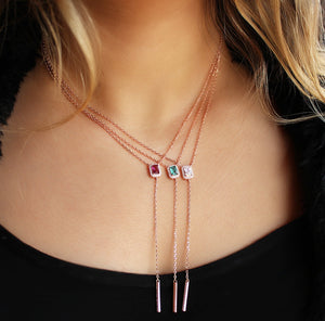 Multi Colored Delicate Baguette Necklace