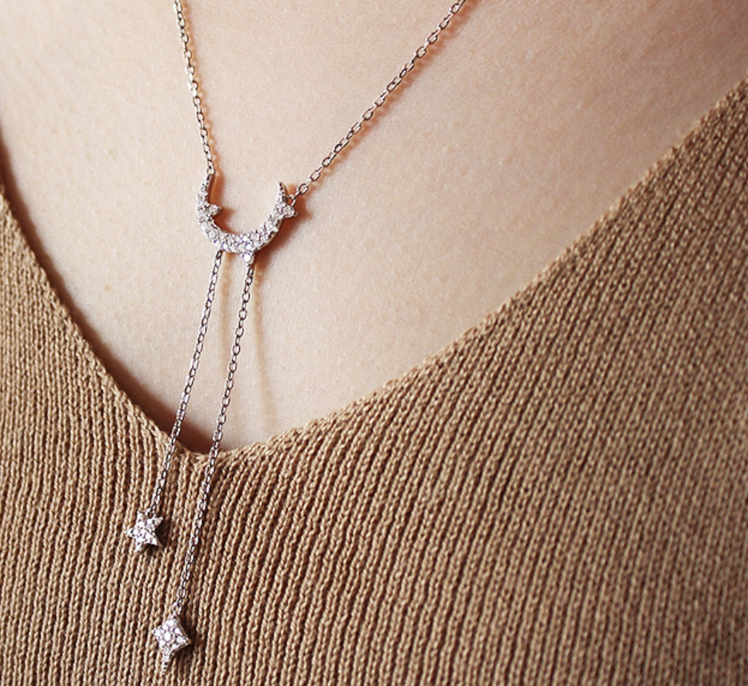 Dainty Moon and Stars Necklace