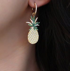 Hoop With Dangling Pineapple Earrings