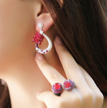 Load image into Gallery viewer, Sterling Silver Earrings With Red Crystals