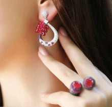 Load image into Gallery viewer, Sterling Silver Earrings With Red Crystals