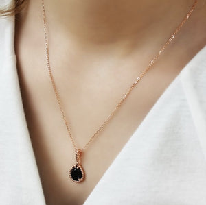 Drop Pendant Black Stone Necklace