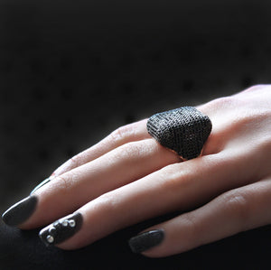 Black Smokey Zircon Stone Ring